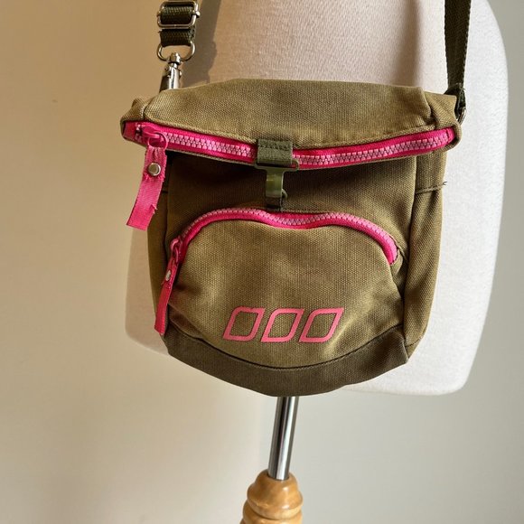 Lorna Jane Khaki Small Canvas Style Cross Body Bag w'  Long Strap - Picture 3 of 14